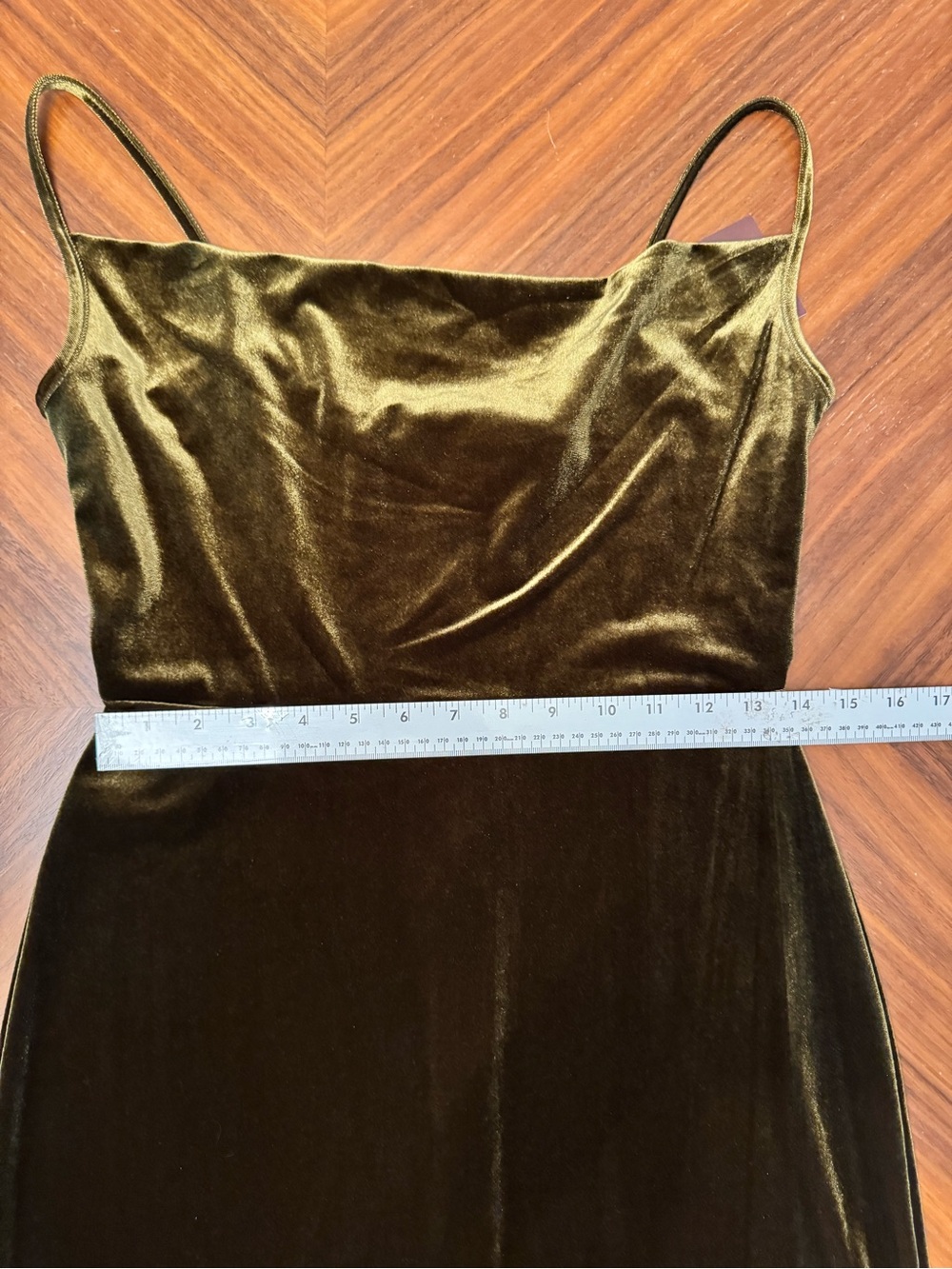Taylor NWT Olive Green Velvet Cowl Neck Double Slit Maxi Dress Size 4 - Picture 9 of 10